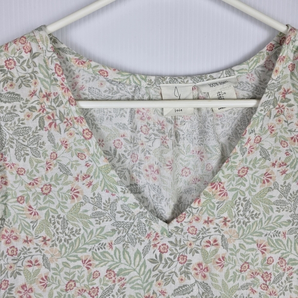 Joie Womens Sleeveless 100% Linen Floral Boho Peasant Tiered Mini Dress Size L - Picture 8 of 13